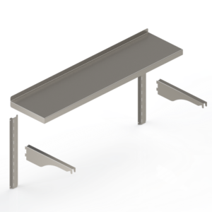 Étagère inox murale pleine sur crémaillères