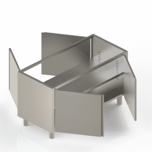 Meuble inox bas professionnel avec 4 portes sans dessus