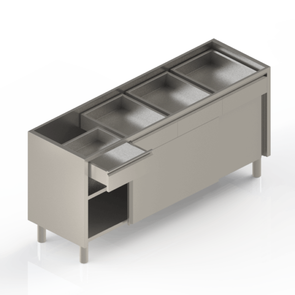 Meuble inox professionnel bas avec tiroirs