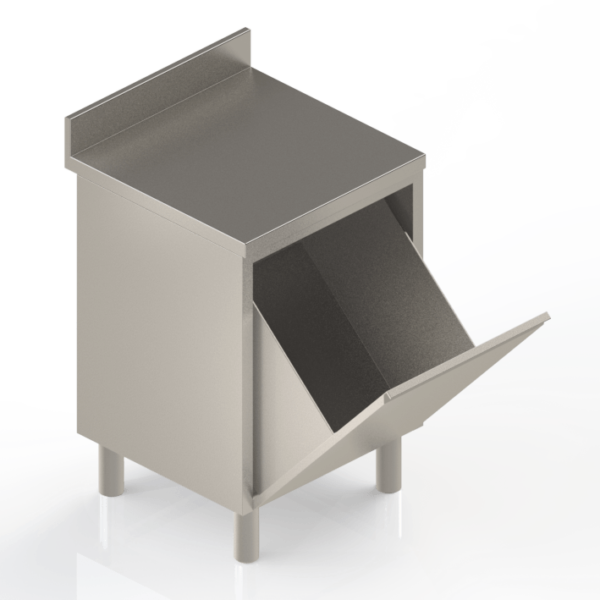 Meuble de rangement modulaire en inox adossé