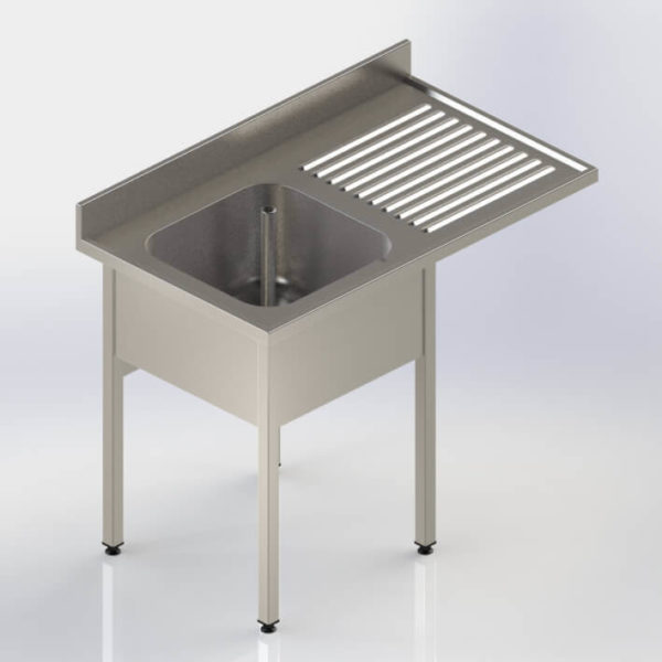 Plonge avec emplacement pour lave-vaisselle à pieds carrés
